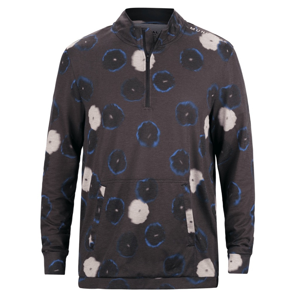 MUNICIPAL Mens Rec Sport Utility Pullover S Black Viola Quarter Zip‎ Performance
